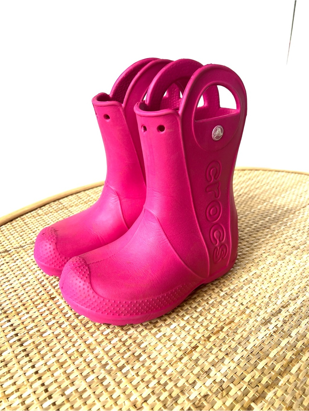 Crocs Kids Handle it Rain Boots Hot bright Pink Unisex Girls C12